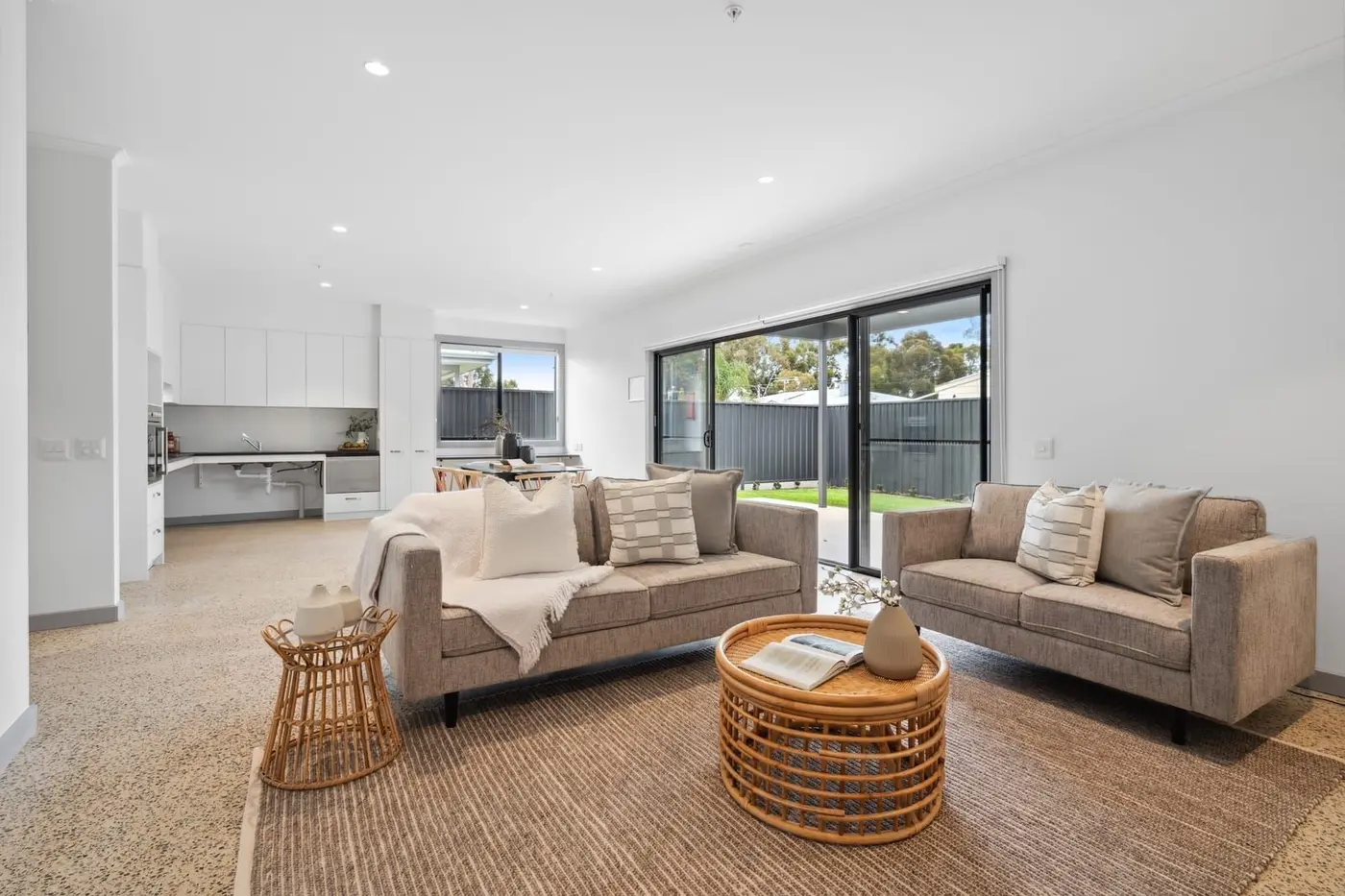 The lounge at the Wyndham Road home, with sliding doors to the garden